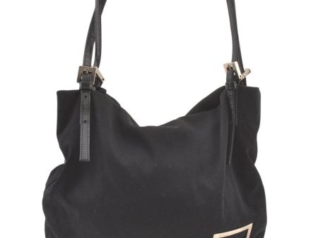 Authentic FENDI Vintage Shoulder Tote Bag Purse Jersey Leather Black 1488K For Discount