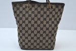 Authentic GUCCI Vintage Shoulder Tote Bag GG Canvas Leather Black K9917 Supply