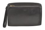 Authentic BALENCIAGA Vintage Clutch Hand Bag Purse Leather Black 1404K For Discount