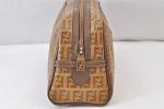 Authentic FENDI Vintage Zucchino Clutch Bag Purse PVC Leather Brown 1487K For Discount