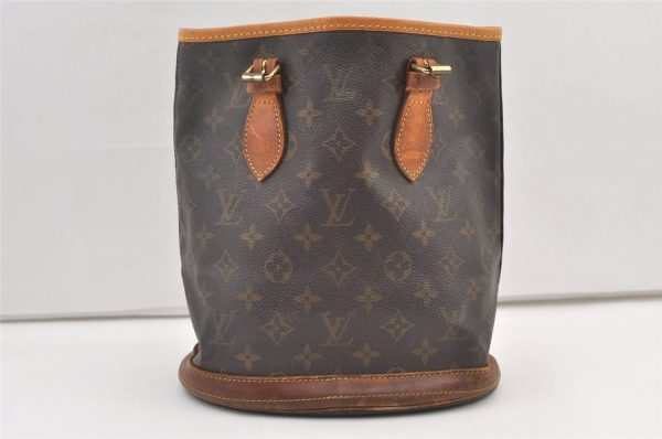 Authentic Louis Vuitton Monogram Bucket PM Shoulder Tote Bag M42238 Junk 0985K For Cheap