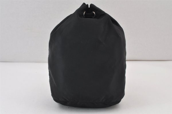 Authentic PRADA Nylon Leather Drawstring Pouch Purse Black 0994K Discount