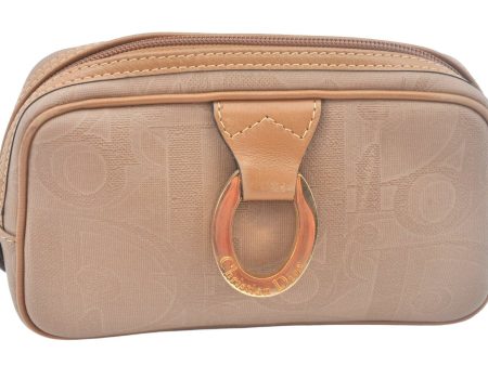 Authentic Christian Dior Trotter Pouch Purse PVC Leather Beige K9876 Online Sale