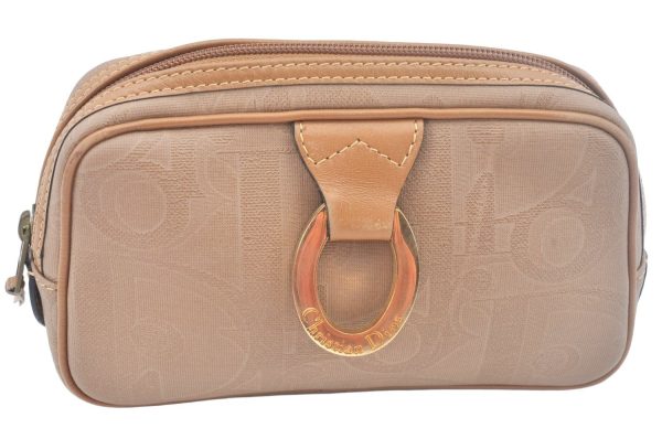 Authentic Christian Dior Trotter Pouch Purse PVC Leather Beige K9876 Online Sale