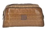 Authentic FENDI Vintage Zucchino Clutch Bag Purse PVC Leather Brown 1487K For Discount