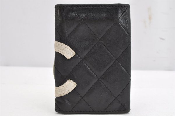 Auth CHANEL Cambon Line Quilted CC Logo Calf Skin 6 Hooks Key Case Black 1157K Fashion