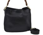 Authentic GUCCI Bamboo 2Way Shoulder Hand Bag Leather Black Junk K9925 Hot on Sale