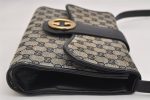 Authentic GUCCI Shoulder Cross Body Bag Purse GG Canvas Leather Navy Blue 1256K Supply