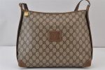 Authentic GUCCI Shoulder Cross Body Bag Purse GG PVC Leather Brown Junk 1388K Online now