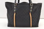 Authentic GUCCI Sherry Line Tote Bag GG Canvas Leather 139260 Black 1260K For Discount