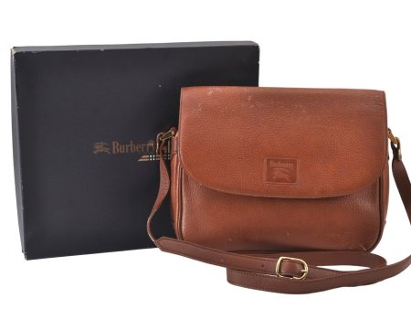 Authentic Burberrys Leather Shoulder Cross Body Bag Purse Brown Box 1473K Supply