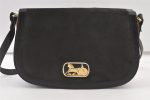 Authentic CELINE Horse Carriage Shoulder Hand Bag Suede Leather Black 1433K Discount