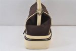 Authentic PRADA Cerniera Canvas Leather Hand Bag B11172 Brown Beige 1019K Fashion