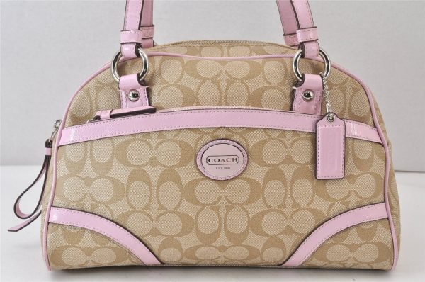 Authentic COACH Signature Shoulder Hand Bag PVC Leather F18918 Beige 1182K Online now