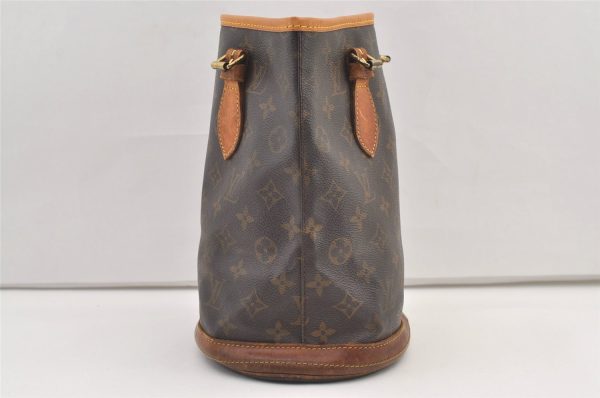 Authentic Louis Vuitton Monogram Bucket PM Shoulder Tote Bag M42238 Junk 0985K For Cheap