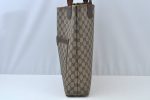 Authentic GUCCI Web Sherry Line Shoulder Tote Bag GG PVC Leather Brown K9932 Cheap