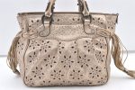 Authentic Salvatore Ferragamo Gancini Leather 2Way Shoulder Hand Bag Gold 1476K Fashion