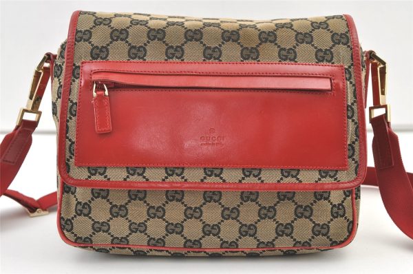 Authentic GUCCI Shoulder Cross Body Bag GG Canvas Leather Brown Black 1273K Hot on Sale