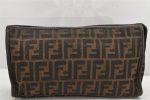 Authentic FENDI Vintage Zucca Clutch Hand Bag Purse Canvas Leather Brown 1377K For Discount