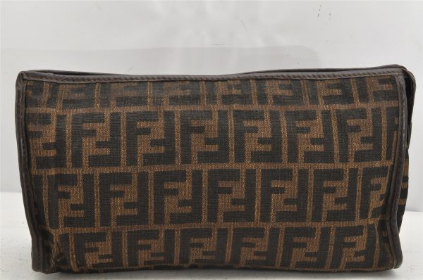 Authentic FENDI Vintage Zucca Clutch Hand Bag Purse Canvas Leather Brown 1377K For Discount