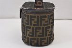 Authentic FENDI Zucca Vanity Bag Pouch Purse Canvas Leather Brown Junk 1018K Fashion