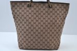 Authentic GUCCI Vintage Shoulder Tote Bag GG Canvas Leather Brown K9919 Fashion