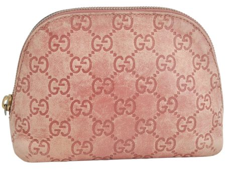 Authentic GUCCI Vintage Guccissima GG Leather Pouch Purse 141810 Pink 1277K Online Sale