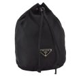 Authentic PRADA Nylon Leather Drawstring Pouch Purse Black 0994K Discount