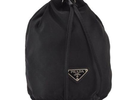 Authentic PRADA Nylon Leather Drawstring Pouch Purse Black 0994K Discount