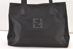 Authentic FENDI Vintage Shoulder Hand Bag Nylon Leather Black Junk 1489K on Sale