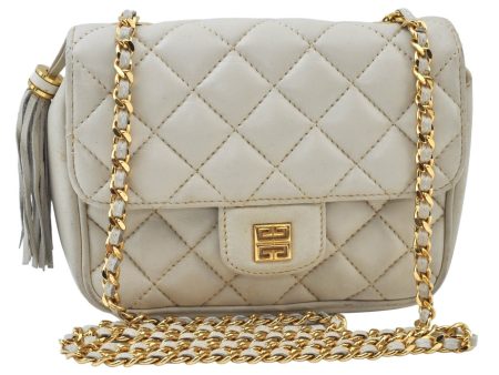 Authentic GIVENCHY Leather Shoulder Cross Body Bag Purse White K9909 For Cheap