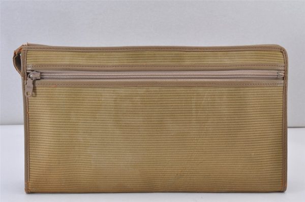 Authentic YVES SAINT LAURENT Clutch Hand Bag Purse PVC Leather Beige 1008K For Discount