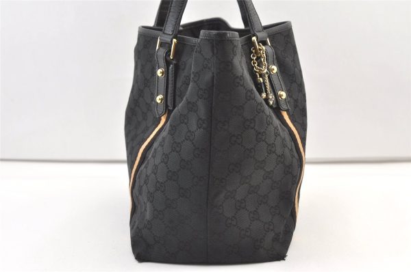 Authentic GUCCI Sherry Line Tote Bag GG Canvas Leather 139260 Black 1260K For Discount