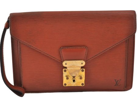 Auth Louis Vuitton Epi Pochette Sellier Dragonne Clutch Bag M52613 Brown 1087K Online now