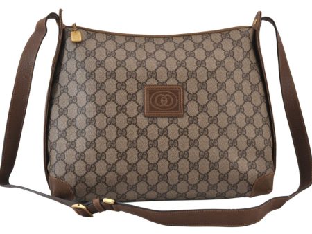 Authentic GUCCI Shoulder Cross Body Bag Purse GG PVC Leather Brown Junk 1388K Online now