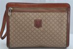 Authentic CELINE Macadam Blason Pattern Clutch Hand Bag PVC Leather Brown 1458K Cheap