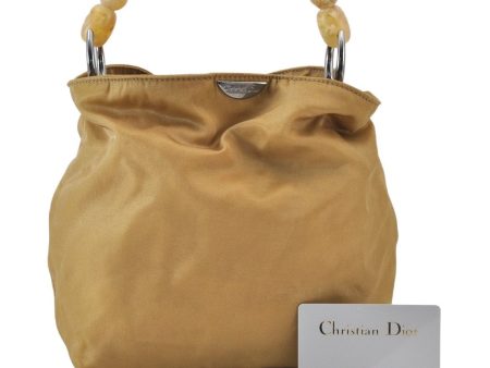 Authentic Christian Dior Maris Pearl Shoulder Hand Bag Purse Nylon Beige 1485K For Discount