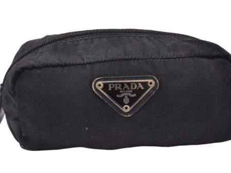 Authentic PRADA Vintage Nylon Leather Pouch Purse Black 0988K Fashion