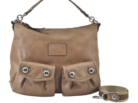 Authentic COACH 2Way Shoulder Bag Leather Beige K9899 For Cheap