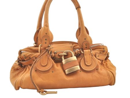 Authentic Chloe Paddington Leather Shoulder Hand Bag Brown 1340K on Sale