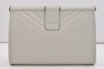 Authentic YVES SAINT LAURENT Vintage Clutch Hand Bag Purse Leather White 6148J Online now