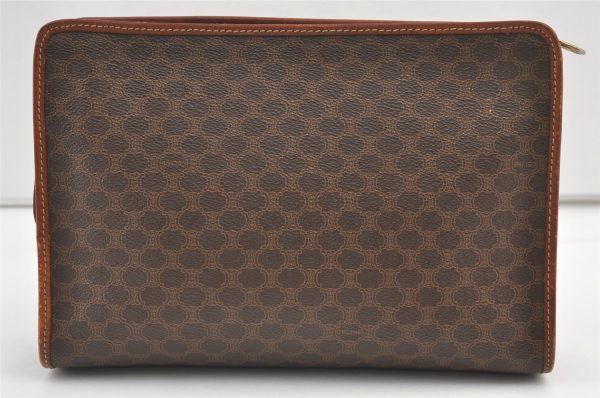 Authentic CELINE Macadam Blason Pattern Clutch Hand Bag PVC Leather Brown 8302J Discount