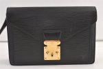 Authentic Louis Vuitton Epi Sellier Dragonne Clutch Bag Black M52612 LV 8759J Sale