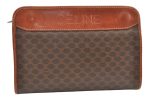 Authentic CELINE Macadam Blason Pattern Clutch Hand Bag PVC Leather Brown 9733J Online Hot Sale