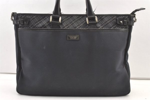 Authentic BURBERRY BLACK LABEL 2Way Shoulder BriefCase Nylon Leather Black 1105K Online Sale