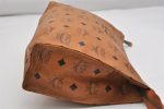 Authentic MCM Visetos Leather Vintage Clutch Hand Bag Purse Brown 1150K Cheap