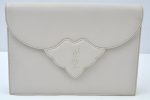 Authentic YVES SAINT LAURENT Clutch Hand Bag Purse Leather White K9837 Supply