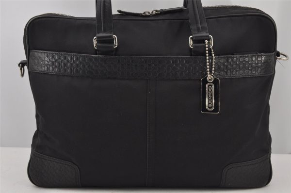 Authentic COACH Signature 2Way Briefcase Business Bag Nylon Leather Black 8374J Discount