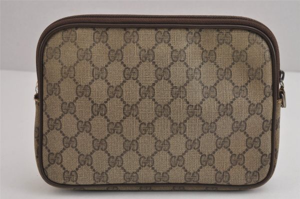 Authentic GUCCI Shoulder Cross Clutch Bag Purse GG PVC Leather Brown Junk 6340J Online