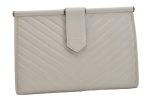 Authentic YVES SAINT LAURENT Vintage Clutch Hand Bag Purse Leather White 6148J Online now